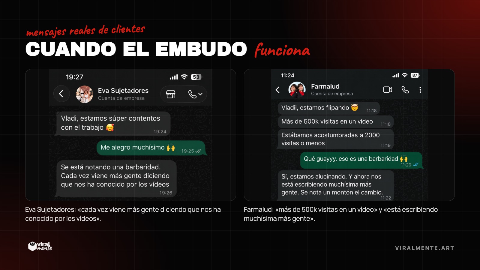 Lo que pasa cuando funciona (mensajes reales)