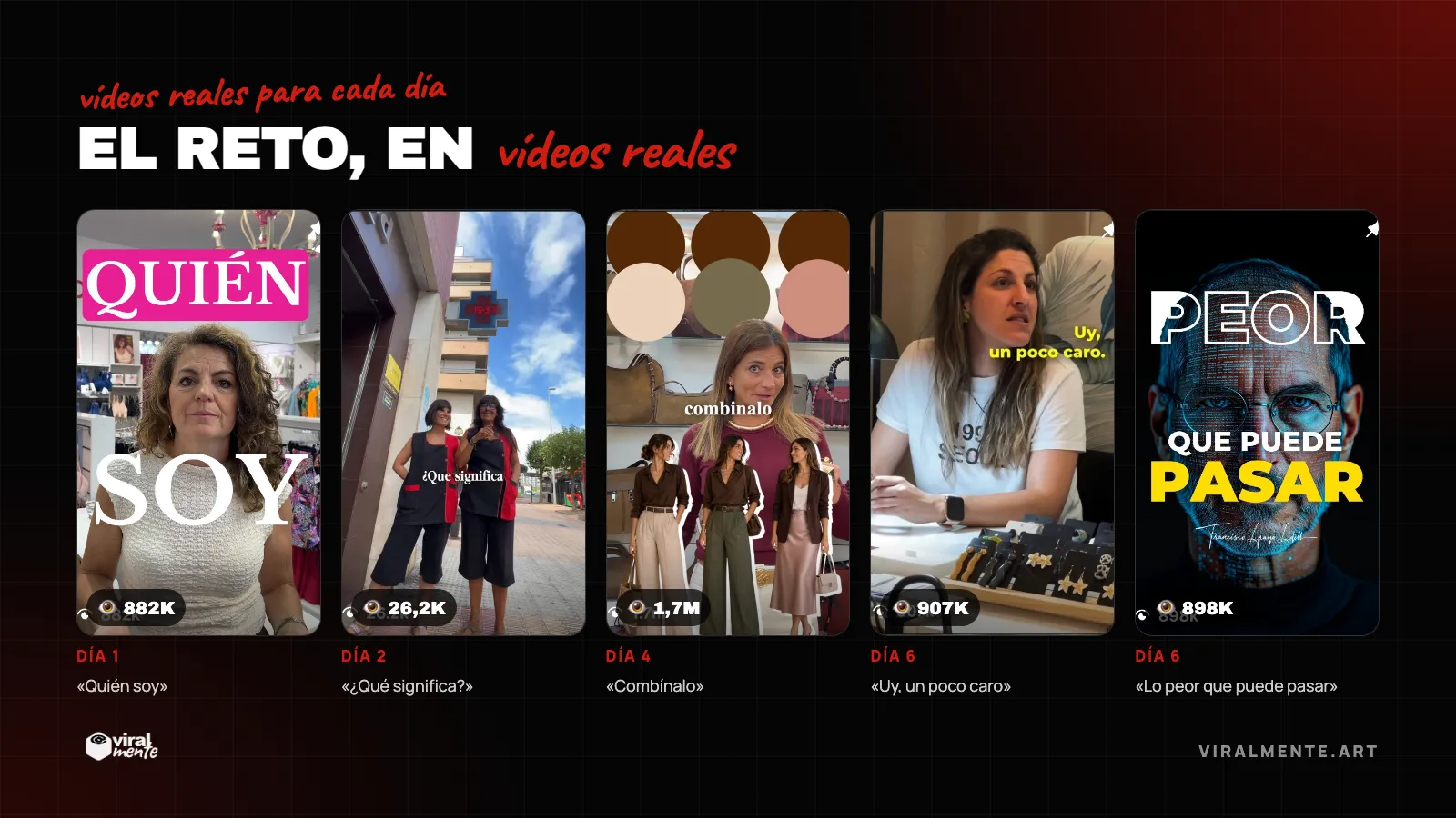 Ejemplos reales de los tipos de vídeo del reto