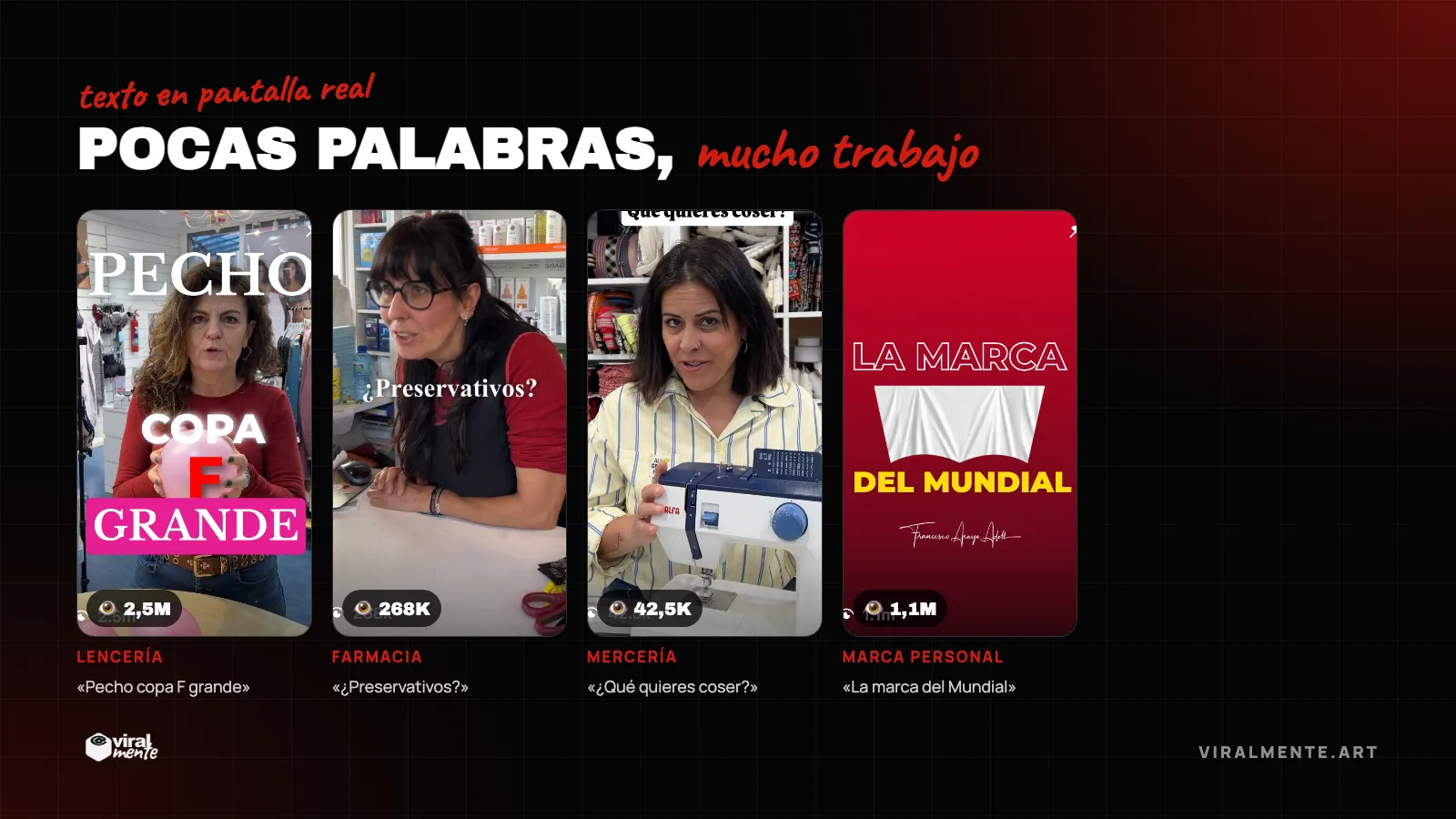 Ejemplos reales de Reels con texto en pantalla claro
